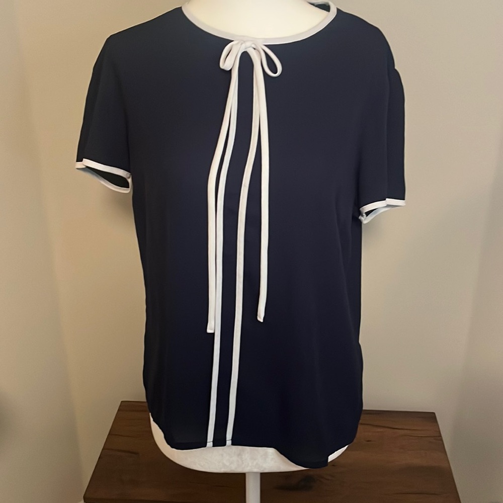 Forever 21 Sheer Short Sleeve Bow Top
